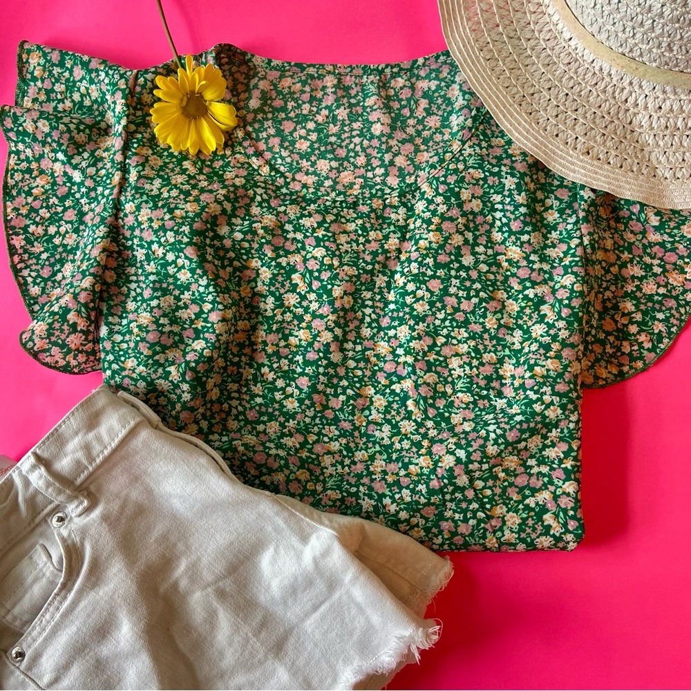 Floral Green Blouse